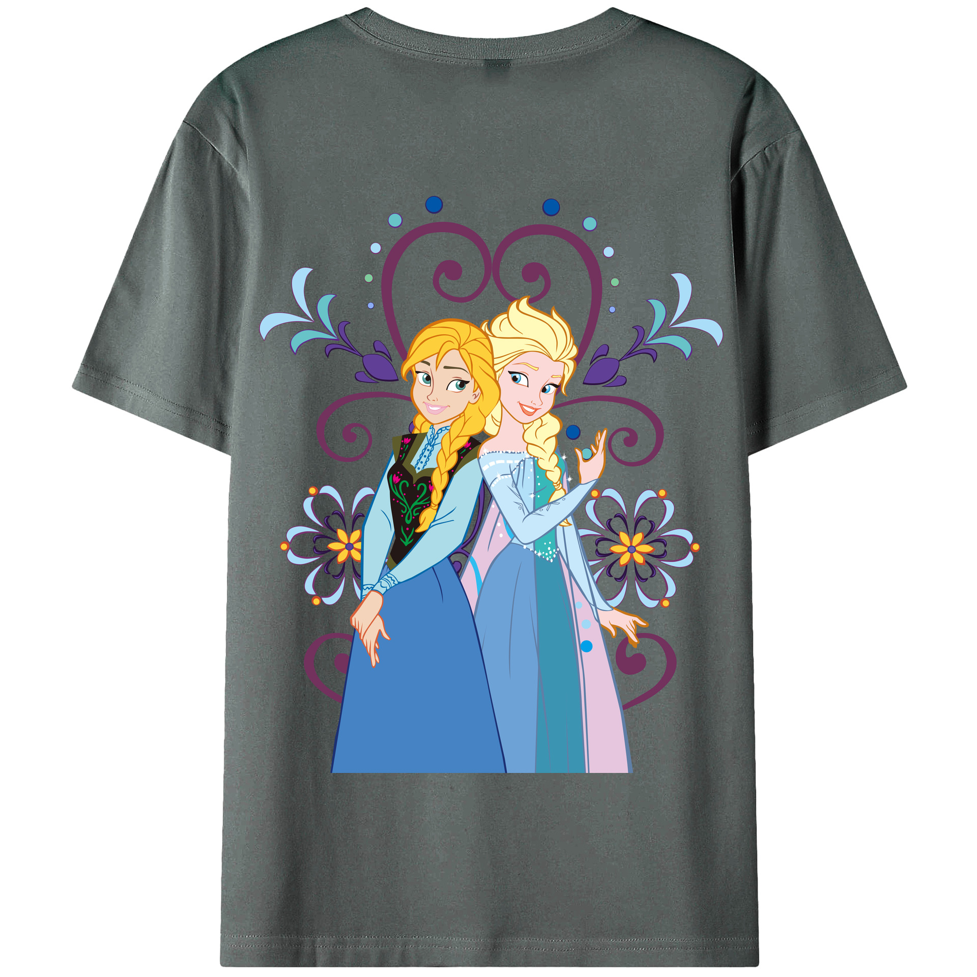 （画像用） アナと雪の女王 アンナ エルサ Frozen Anna Elsa 綿100％半袖Tシャツ（背面プリント）